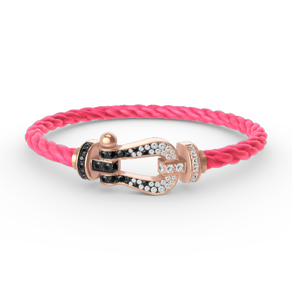 Mysitc FORCE LARGE HORSESHOE BLACK WHITE DIAMOND BRACELET ROSE GOLD