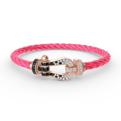 Mysitc FORCE LARGE HORSESHOE BLACK WHITE DIAMOND BRACELET ROSE GOLD