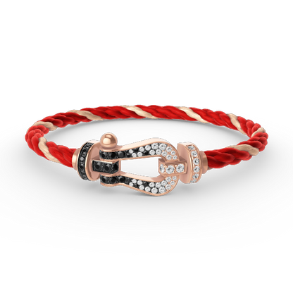 Mysitc FORCE LARGE HORSESHOE BLACK WHITE DIAMOND BRACELET ROSE GOLD