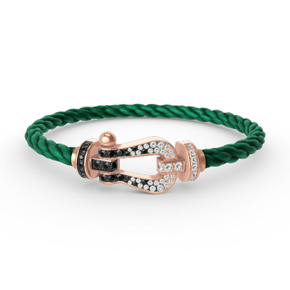 Mysitc FORCE LARGE HORSESHOE BLACK WHITE DIAMOND BRACELET ROSE GOLD