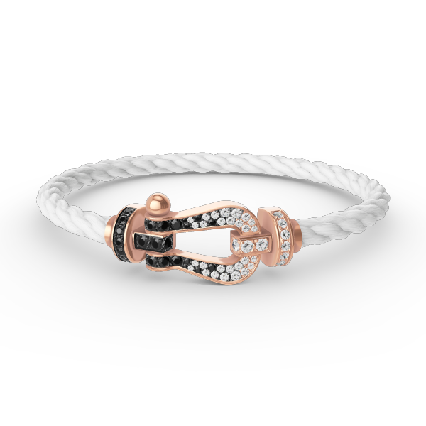Mysitc FORCE LARGE HORSESHOE BLACK WHITE DIAMOND BRACELET ROSE GOLD