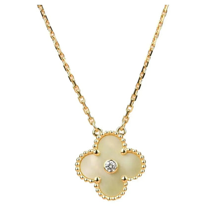 Mysitc CLOVER 15MM DIAMOND GOLD MOTHER OF PEARL NECKLACE