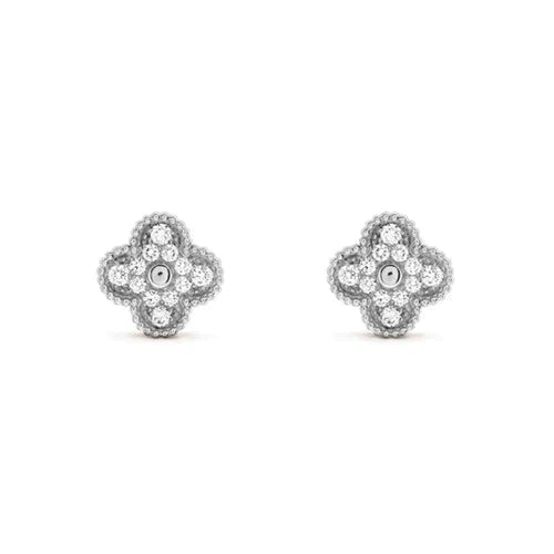Mysitc CLOVER 1 MOTIFS DIAMOND STUD EARRINGS SILVER