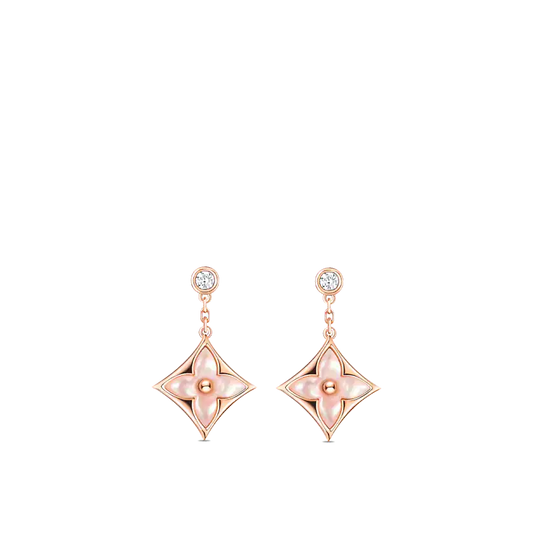 Mysitc DOUBLE STAR PINK GOLD MOP DROP EARRINGS