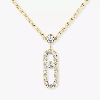 [Mystic ]2 Reihen Roségold Diamant Pave_ Halskette Move Uno