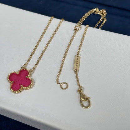 [Mystic] NEW CLOVER 15MM PINK ENAMEL NECKLACE