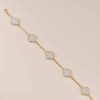 [Mysitc ]New CLOVER WHITE PEARL MOP 5 MOTIF BRACELET COLLECTION