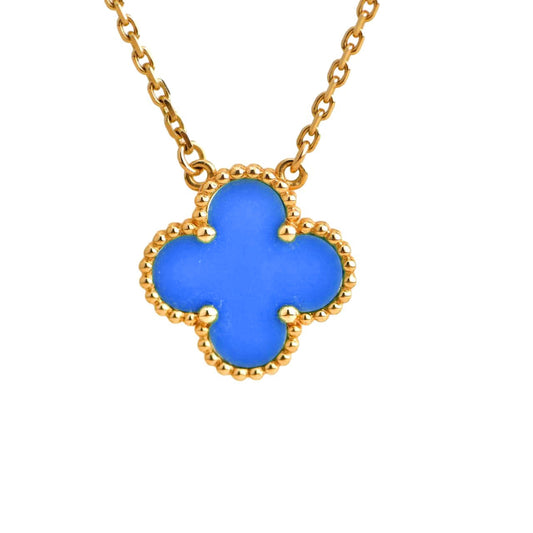 Mysitc CLOVER 15MM BLUE AGATE NECKLACE