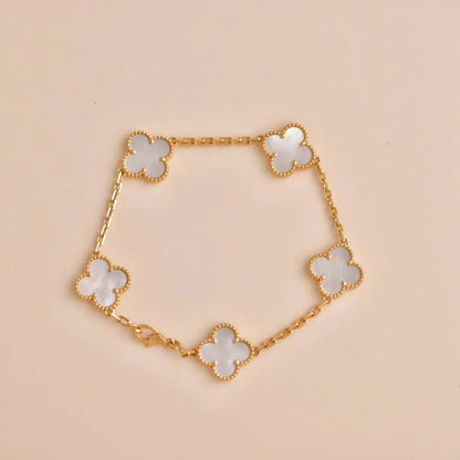 [Mysitc ]New CLOVER WHITE PEARL MOP 5 MOTIF BRACELET COLLECTION