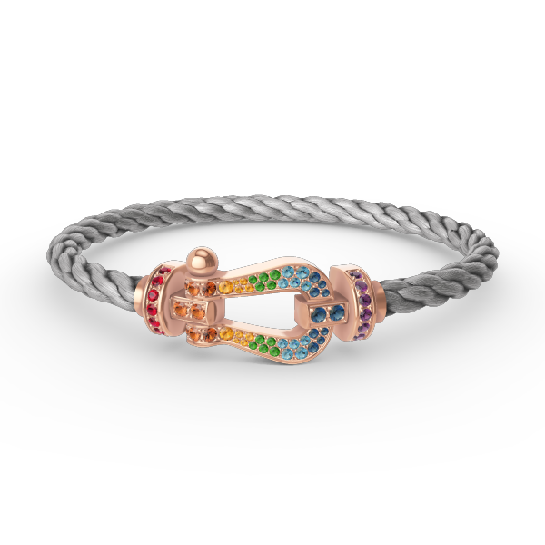 Mysitc FORCE GROSSES HUFEISEN FARBIGES DIAMANTENARMBAND ROSÉGOLD