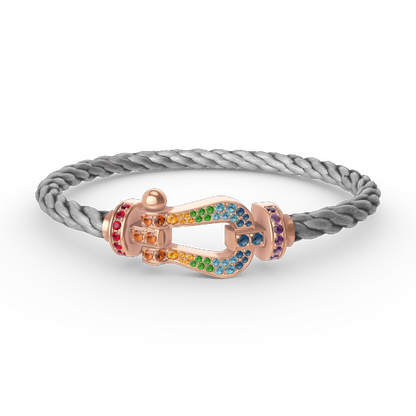Mysitc FORCE GROSSES HUFEISEN FARBIGES DIAMANTENARMBAND ROSÉGOLD