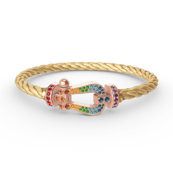Mysitc FORCE GROSSES HUFEISEN FARBIGES DIAMANTENARMBAND ROSÉGOLD