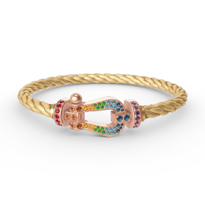 Mysitc FORCE GROSSES HUFEISEN FARBIGES DIAMANTENARMBAND ROSÉGOLD