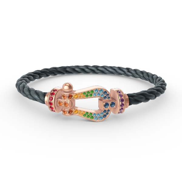 Mysitc FORCE GROSSES HUFEISEN FARBIGES DIAMANTENARMBAND ROSÉGOLD