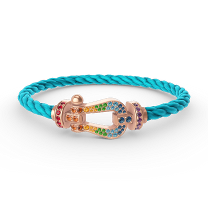 Mysitc FORCE GROSSES HUFEISEN FARBIGES DIAMANTENARMBAND ROSÉGOLD