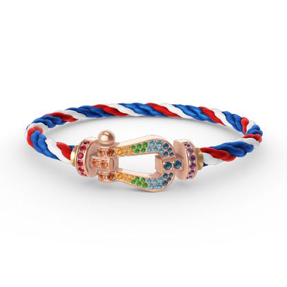 Mysitc FORCE GROSSES HUFEISEN FARBIGES DIAMANTENARMBAND ROSÉGOLD