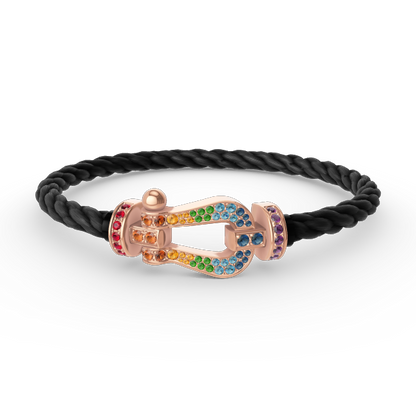 Mysitc FORCE GROSSES HUFEISEN FARBIGES DIAMANTENARMBAND ROSÉGOLD