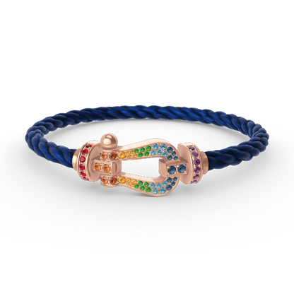 Mysitc FORCE GROSSES HUFEISEN FARBIGES DIAMANTENARMBAND ROSÉGOLD