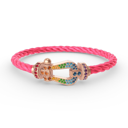Mysitc FORCE GROSSES HUFEISEN FARBIGES DIAMANTENARMBAND ROSÉGOLD