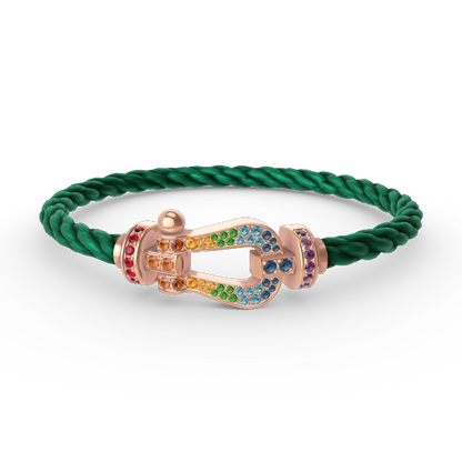 Mysitc FORCE GROSSES HUFEISEN FARBIGES DIAMANTENARMBAND ROSÉGOLD