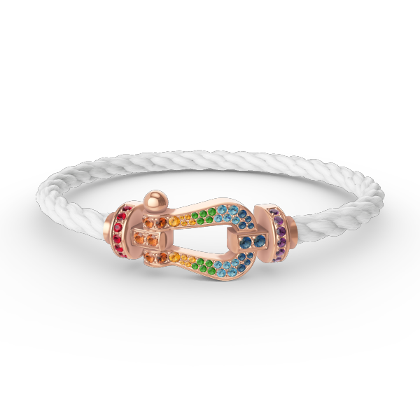 Mysitc FORCE GROSSES HUFEISEN FARBIGES DIAMANTENARMBAND ROSÉGOLD