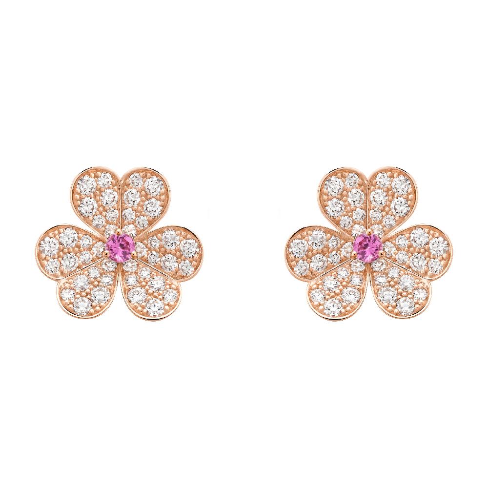 Mysitc FRIVOLE PINK GOLD FLOWER DIAMOND EARRINGS
