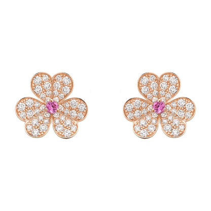 Mysitc FRIVOLE PINK GOLD FLOWER DIAMOND EARRINGS