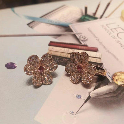 Mysitc FRIVOLE PINK GOLD FLOWER DIAMOND EARRINGS