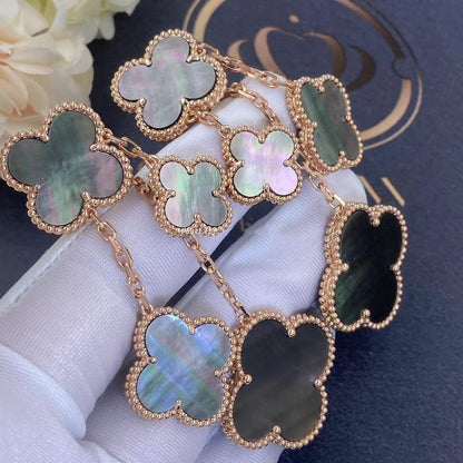 Mysitc CLOVER EARRINGS DARK MOP 4 MOTIFS ROSE GOLD
