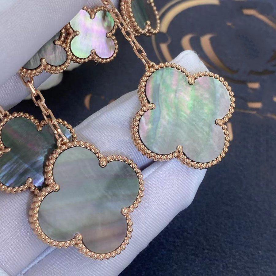 Mysitc CLOVER EARRINGS DARK MOP 4 MOTIFS ROSE GOLD