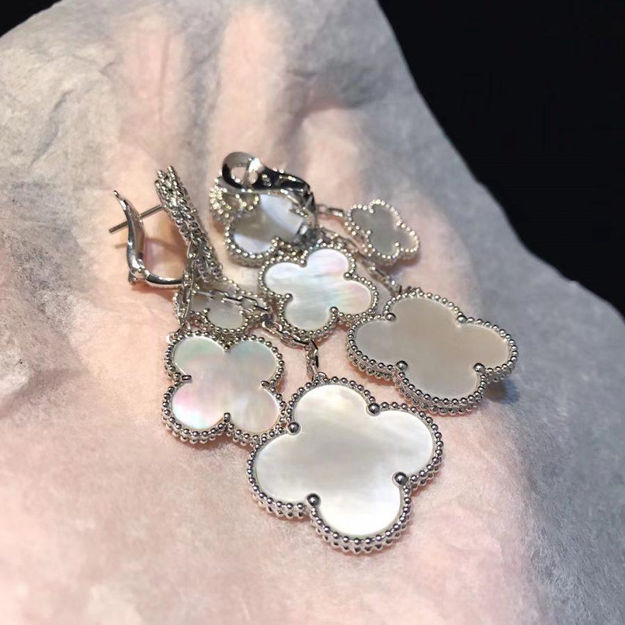 Mysitc CLOVER EARRINGS WHITE MOP 4 MOTIFS SILVER