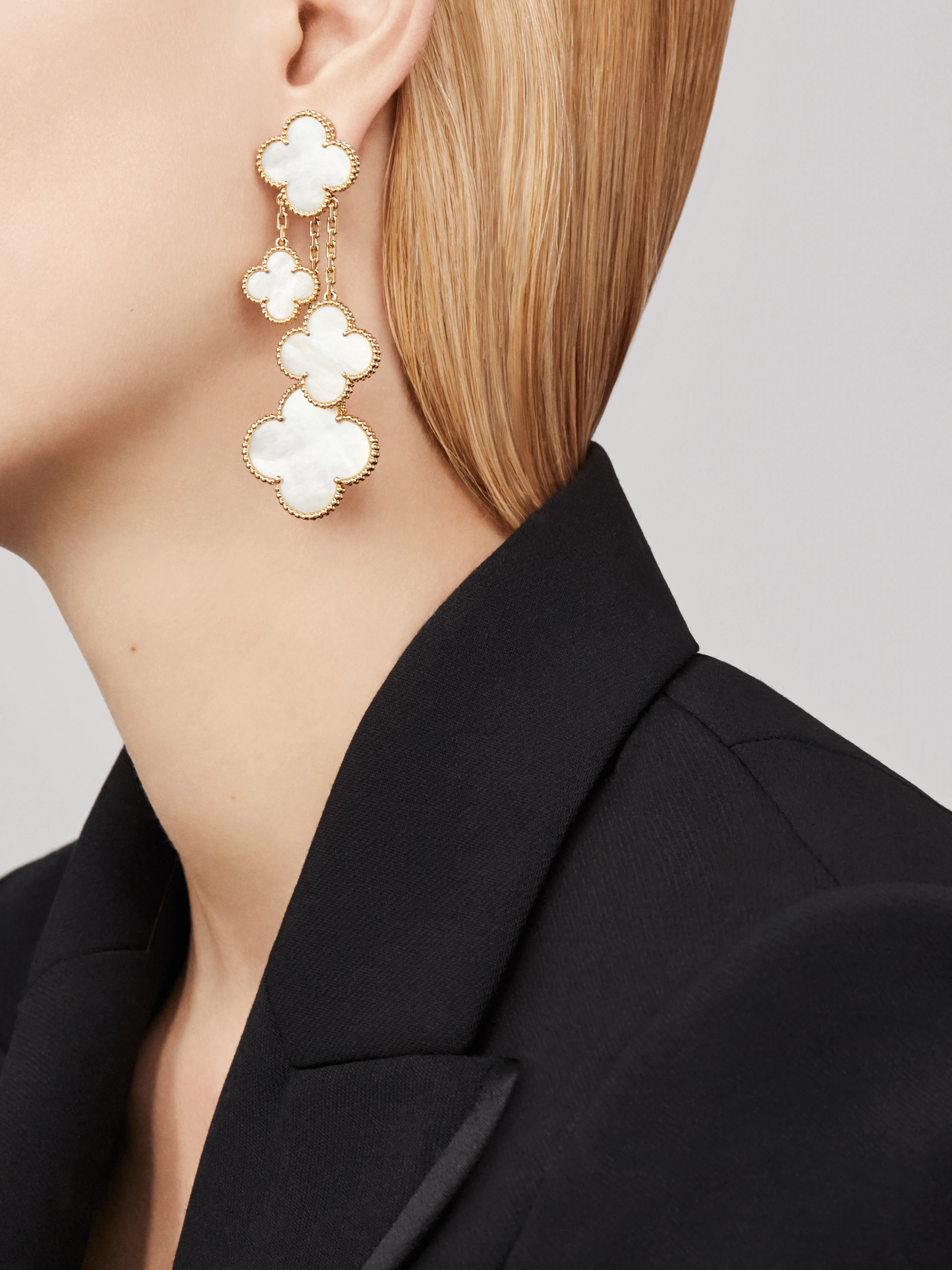 Mysitc CLOVER EARRINGS WHITE MOP 4 MOTIFS GOLD
