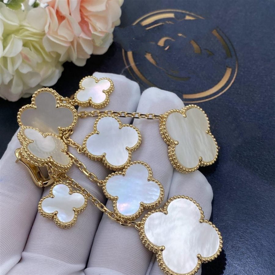 Mysitc CLOVER EARRINGS WHITE MOP 4 MOTIFS GOLD