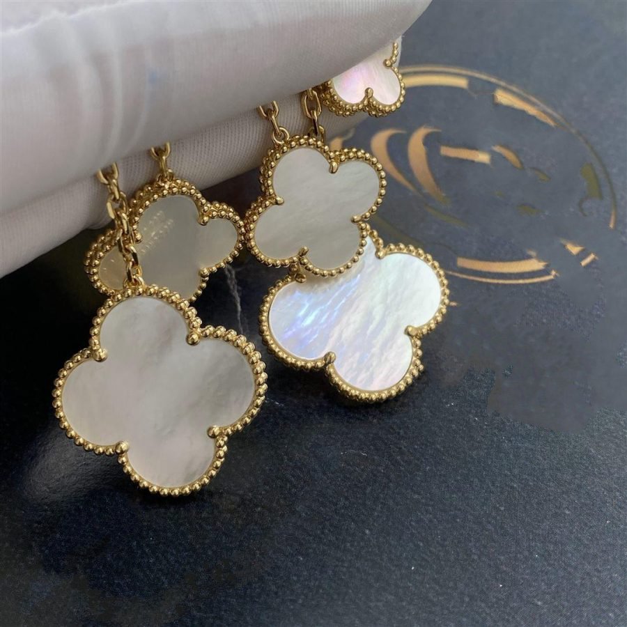 Mysitc CLOVER EARRINGS WHITE MOP 4 MOTIFS GOLD