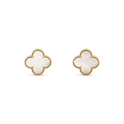 Mysitc CLOVER MEDIUM 1 MOTIFS  WHITE MOP STUD EARRINGS