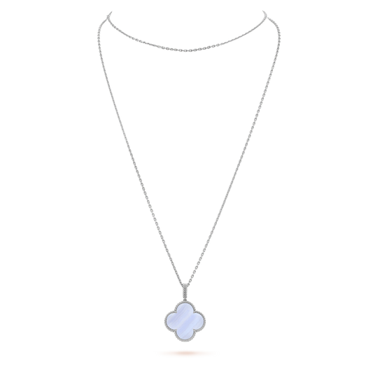 Mysitc CLOVER SILVER CHALCEDONY BIG CLOVER NECKLACE