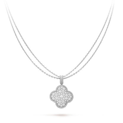 Mysitc CLOVER 25MM SILVER FULL DIAMOND BIG CLOVER NECKLACE