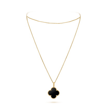 Mysitc CLOVER 25MM GOLD ONYX BIG CLOVER NECKLACE