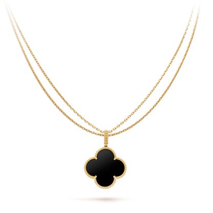 Mysitc CLOVER 25MM GOLD ONYX BIG CLOVER NECKLACE