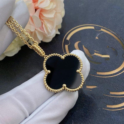 Mysitc CLOVER 25MM GOLD ONYX BIG CLOVER NECKLACE