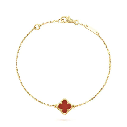 Mysitc CLOVER  CARNELIAN SINGLE FLOWER BRACELET