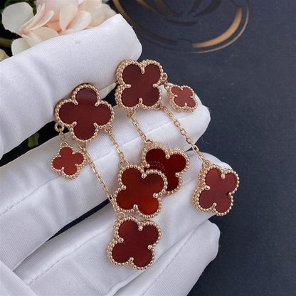 Mysitc CLOVER EARRINGS CARNELIAN 4 MOTIFS PINK GOLD