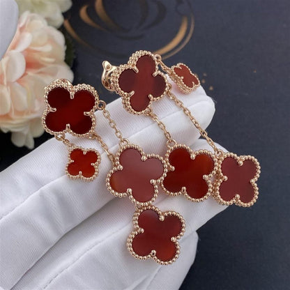 Mysitc CLOVER EARRINGS CARNELIAN 4 MOTIFS PINK GOLD