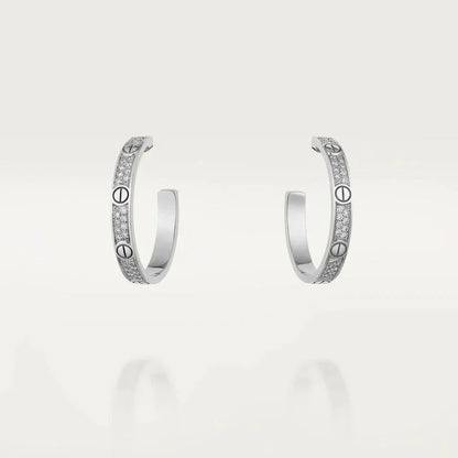 Mysitc LOVE DIAMOND SILVER HOOP EARRINGS
