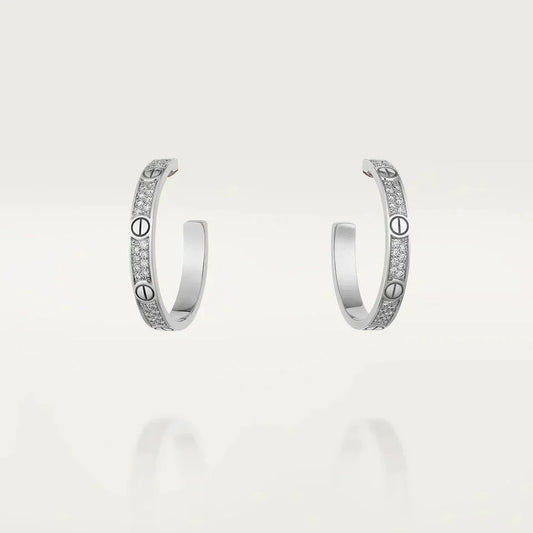 Mysitc LOVE DIAMOND SILVER HOOP EARRINGS
