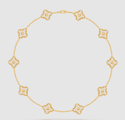 [Mysitc ]CLOVER 10 MOTIFS FULL DIAMOND NECKLACE