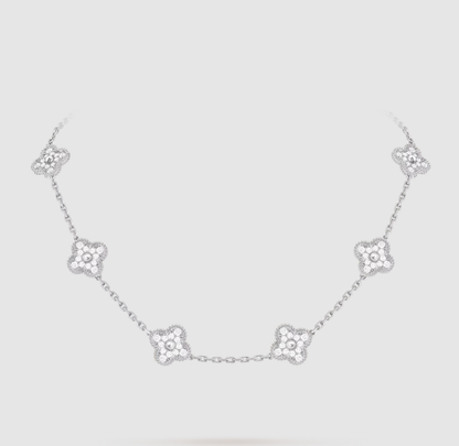 [Mysitc ]CLOVER 10 MOTIFS FULL DIAMOND NECKLACE