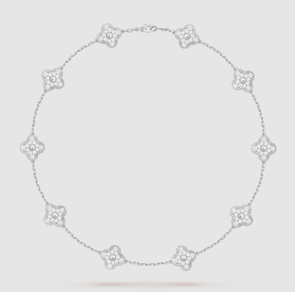 [Mysitc ]CLOVER 10 MOTIFS FULL DIAMOND NECKLACE