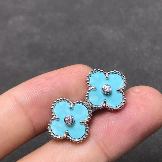 Mysitc CLOVER 1 DIAMOND BLUE SKY SILVER EARRINGS