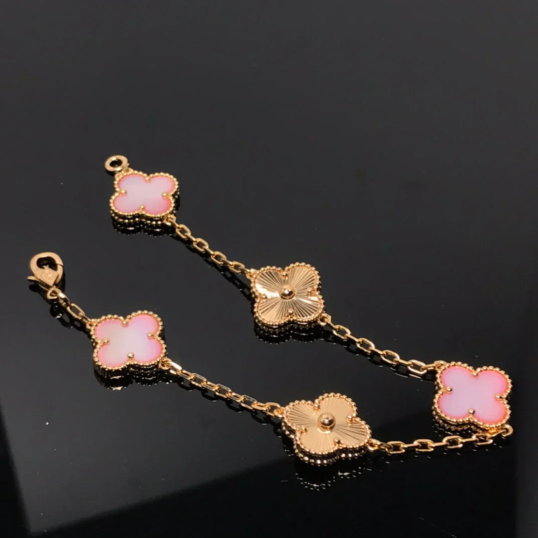 [Mysitc ]New  CLOVER 5 MOTIFS  PINK MOP BRACELET COLLECTION